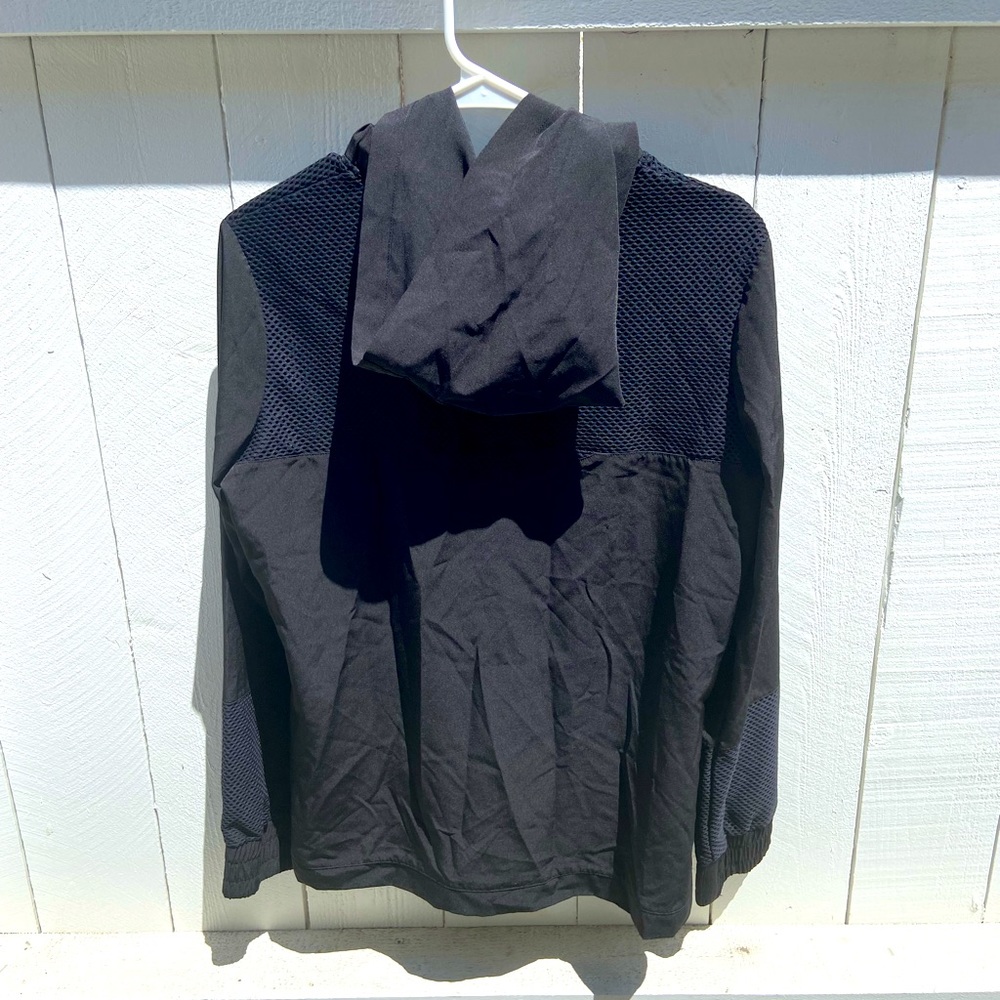 Nux black nylon half zip hoodie